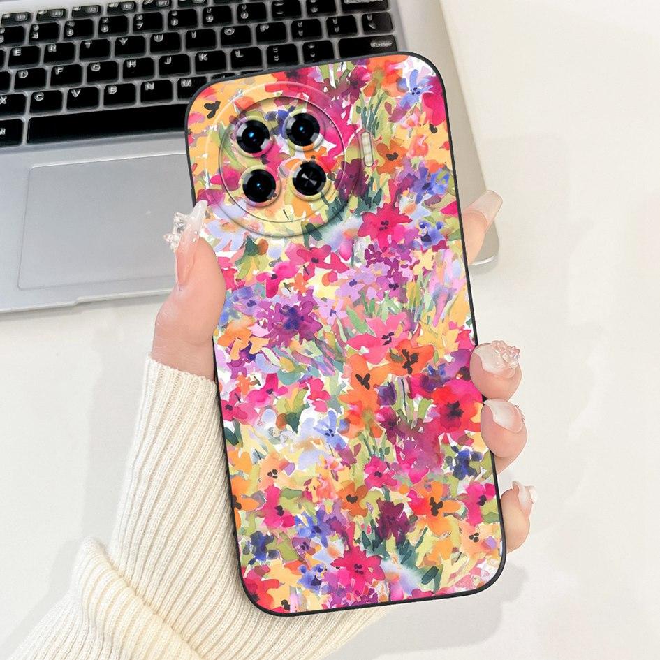 For Tecno Spark 20 Pro+ 2024 Case Fashion Flower Cactus Soft Liquid Silicone Lens Protective Cover on Spark 20 Pro Plus KJ7 Etui