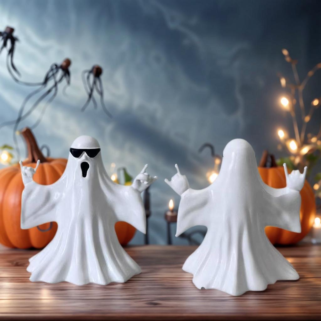 1 Halloween Quirky Ghost Ornament Wearing Sunglasses to Look Cool, Desktop/Party Decoration Prop