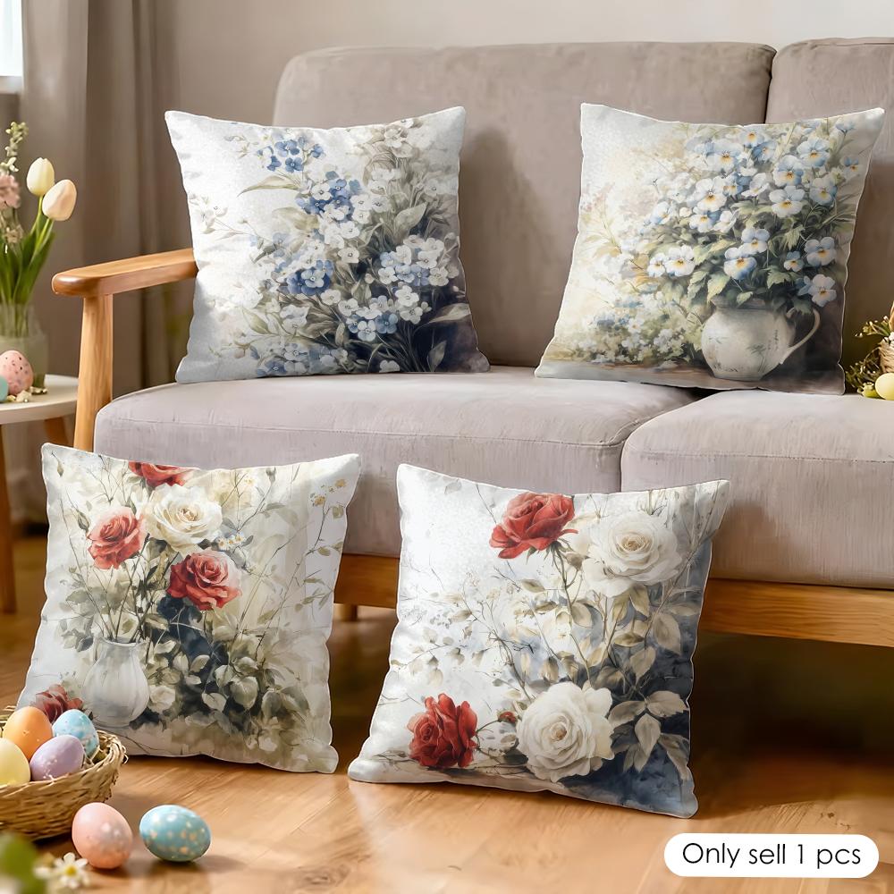 Wild Flower Cushion Cover Soft Plush Fabric DoubleSided Printed Cushion Covers for All Seasons Modern HomeDecor Gift