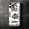 Retro Vintage License Plate Soft Phone Case for iPhone 16 16E 17 Air 15 Pro Max 14 Plus 13 Mini 11 12 7 Black Cover Back Shell