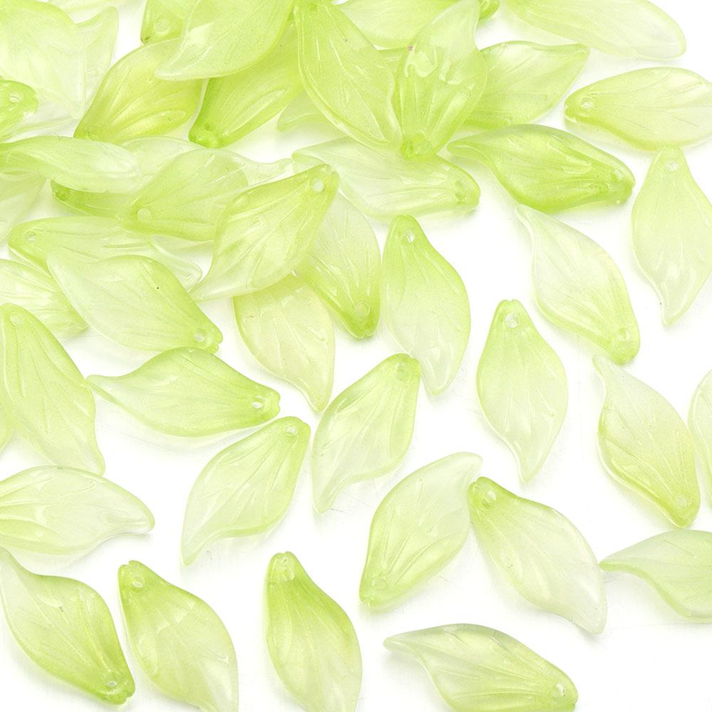 

50Pcs Green Transparent Leaf Glass Beads Charms 9.5X20mm Loose Spacer Beads For Jewelry Making DIY Bracelet Earrings Accessories
