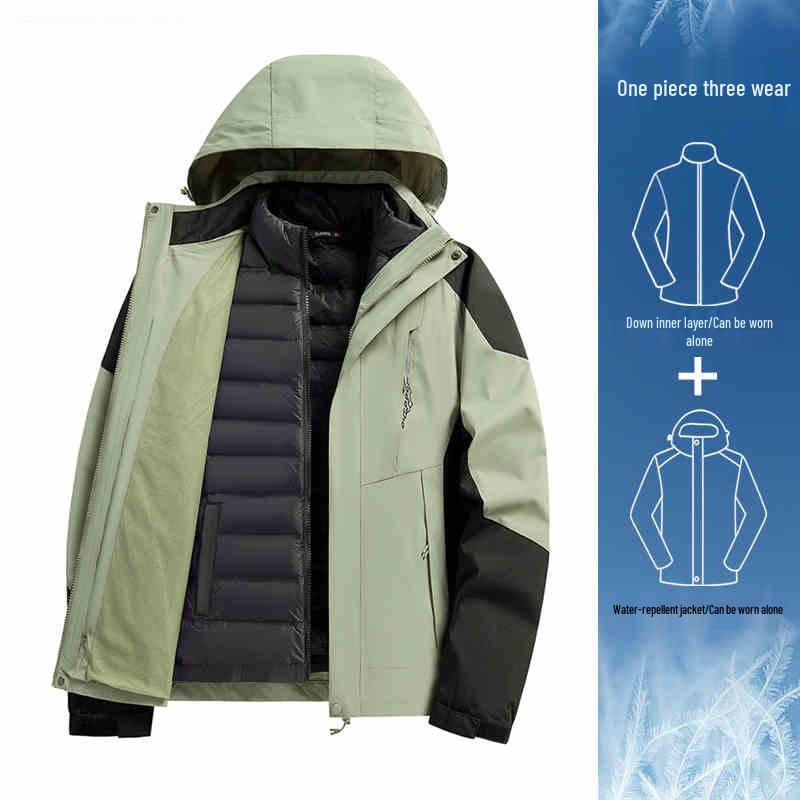 Women's Camel HJCAMEL 3-in-1 Windproof Down Jacket - Thick Winter Mountaineering Suit & Windbreaker Coat