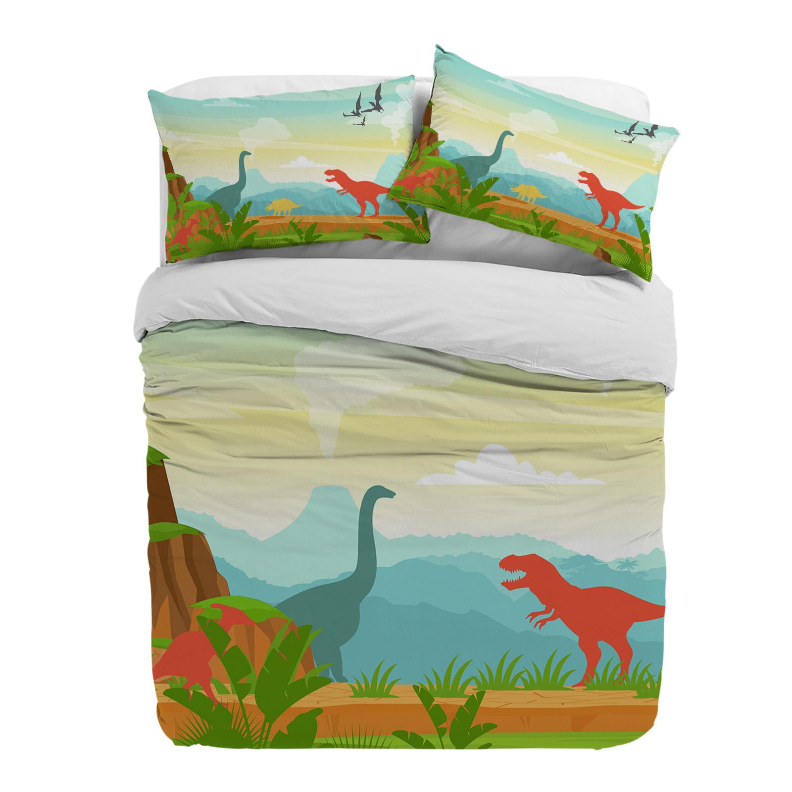 

Мультяшный динозавр юрского периода пододеяльник с наволочкой на заказ 3 предмета комплект постельного белья одеяло двуспальная кровать домашний текстиль EU single(135x200cm)