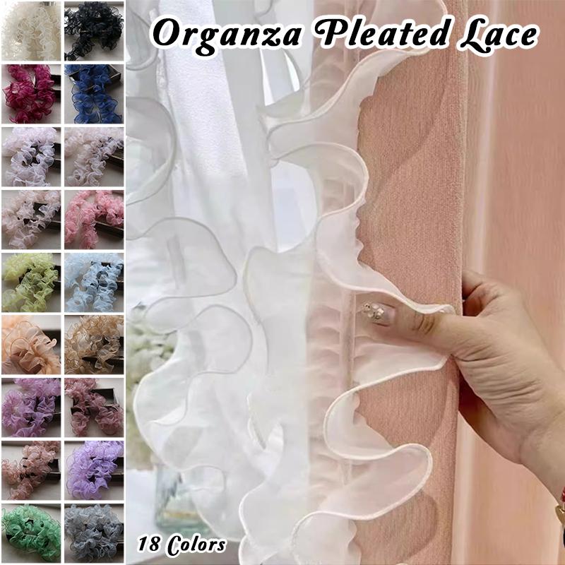 3M 10cm Pleated Lace Trim Bubble Skirt Ruffle Gauze Lace Ribbon Lace Fabric Tutu Lace Wedding Dress Decor Accessories