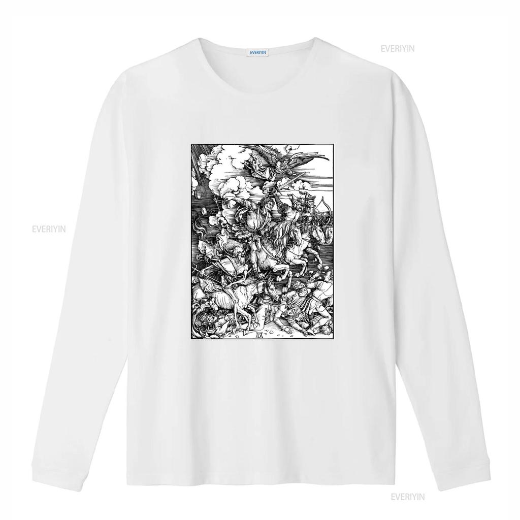 Albrecht Durer Four Horsemen of the Apocalypse German Renaissance Art Woodcut Religious Gothic T Shirt vintage Washed Versatile