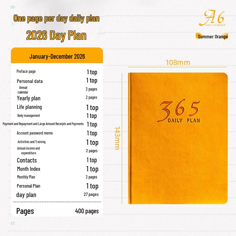 

Утолщенный ежедневник на 2026 год: Дневник управления временем с ежедневной отметкой времени