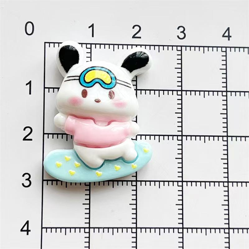24/180PCS Cartoon Surfing Animal Resin Accessories, Cute Handmade DIY Hair Clip, Phone Case, Water Cup Sticker, Keychain Accesso