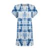 Women's Loose Shirts Printed Short Sleeve Drawstring Hoodies Knit Side Slit Tunic Hooded Tops With Pocket
