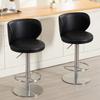 Black Titanium Stainless Steel Bar Stools,Grade Modern Leather Bar Chair with Backrest,Swivel Adjustable Height for Kitchen Counter and Dining Room