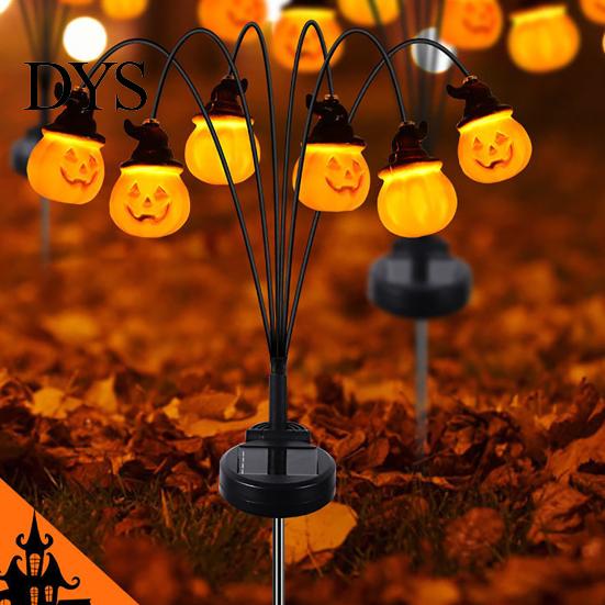 Outdoor Halloween Decorations Solar Pumpkin Light, LED Scary Jack-o-Lantern Swaying Garden Stake Orange Porch Lamps Waterproof Pathway Light for Patio