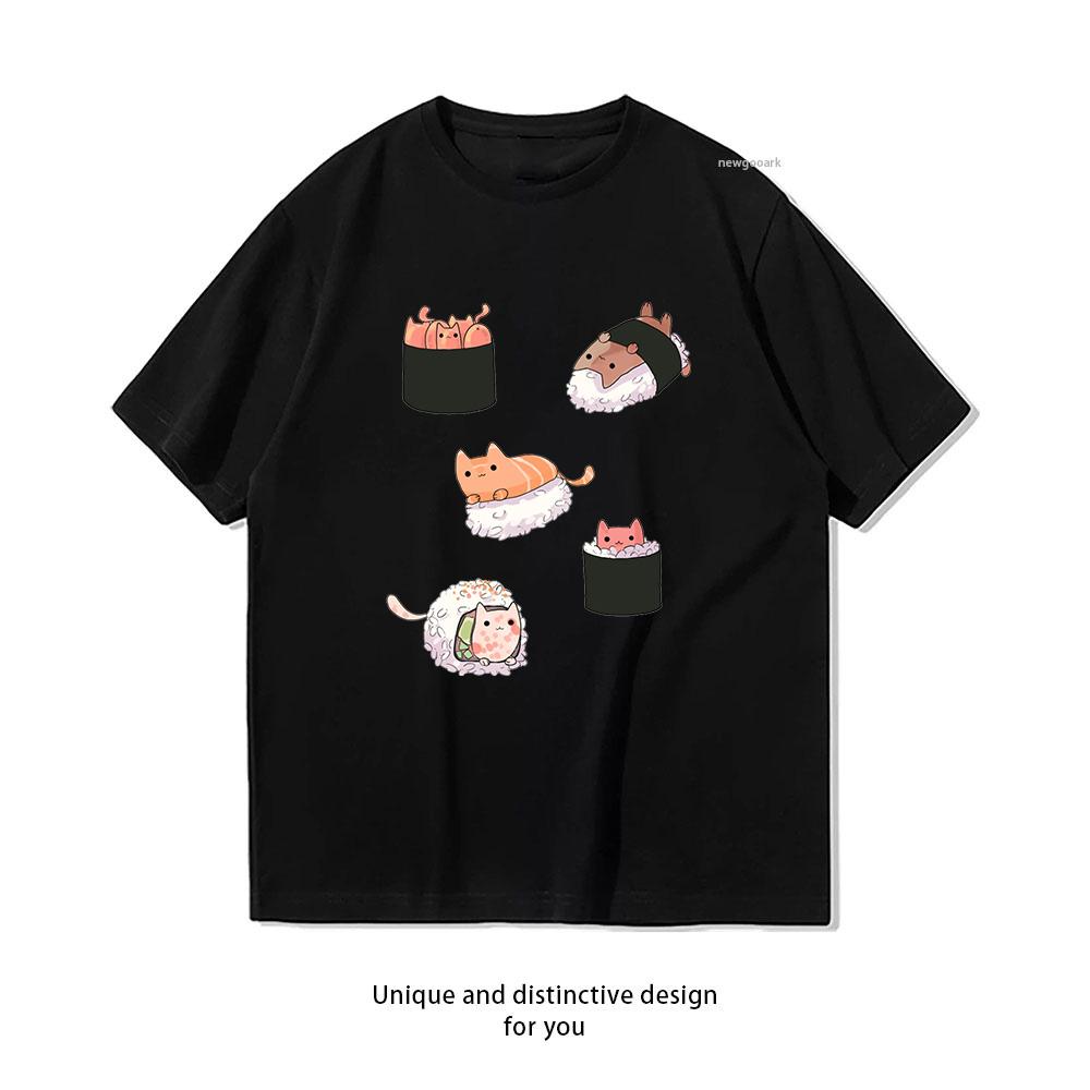 kawaii Sushi Cats tshirt woUnisex Unisex Summer fashion Casual cotton printed t shirts Oneck Shortsleev Creative Gift tee