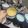 Cuenco Grueso de Esmalte Vintage con Pie Alto