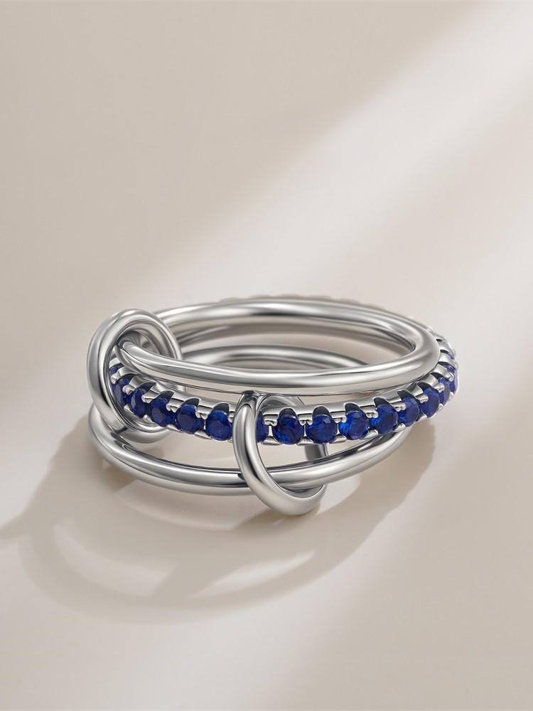 Luxury Gold Plated Cubic Zirconia Multilayer Rings Set for Women Mixed Color Stackable Finger Jewelry