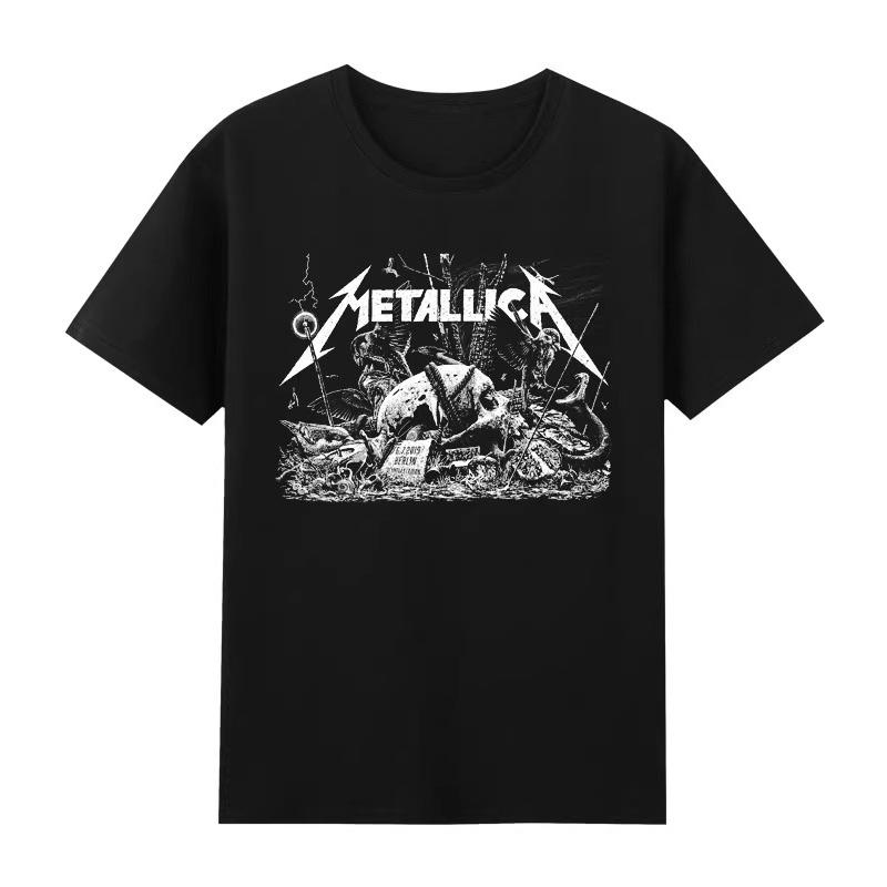 American Heavy Metal Band Metallica Album Poster Graphic Print Tshirts Men Women Crewneck Cotton Tee New Fashion Oversized Tops