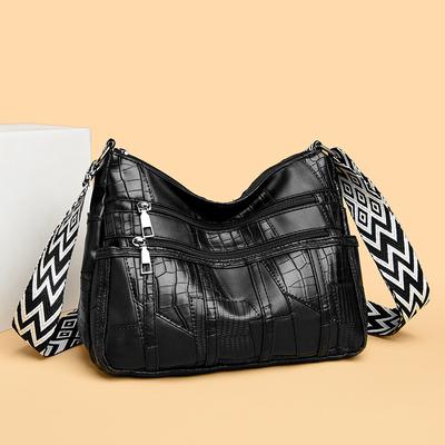 Einseitige Müttertasche Gewaschenes Leder Damenhandtasche Umhängetasche Großraum Umhänge Kleine Quadratische Tasche