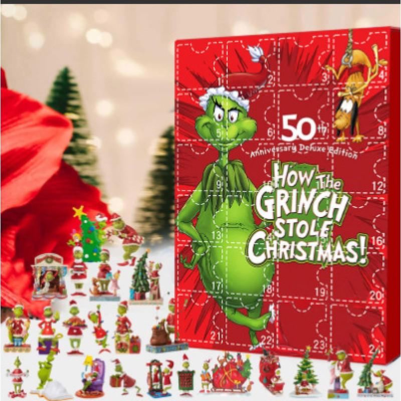 Grinch Acrylic Blind Box Ornament Set 24-Day Christmas Countdown Calendar Keychain Decor