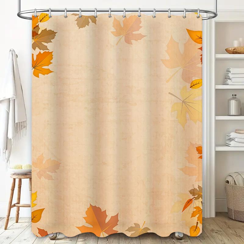 Colorful Maple Shower Curtain Waterproof Fabric Decorative Bath Rug Set Autumn Leaves Printed Bathroom Curtains for Home Decorat