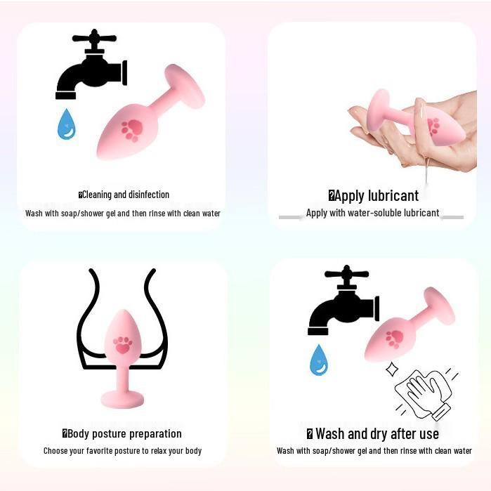 Silikonový kočičí tlapka anální kolík pro začátečníky - SM tréninkové anální korálky pro dilataci ženského análního otvoru a masturbaci