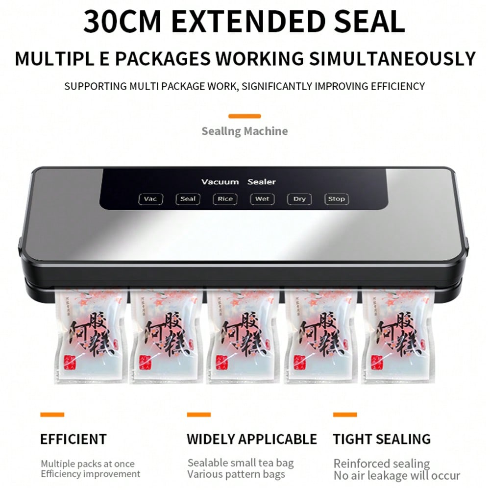 Automatic Vacuum Sealer Machine for Food Storage, Compact Household Sealing System with 30pcs Bags, Keeps Food Fresh Longer