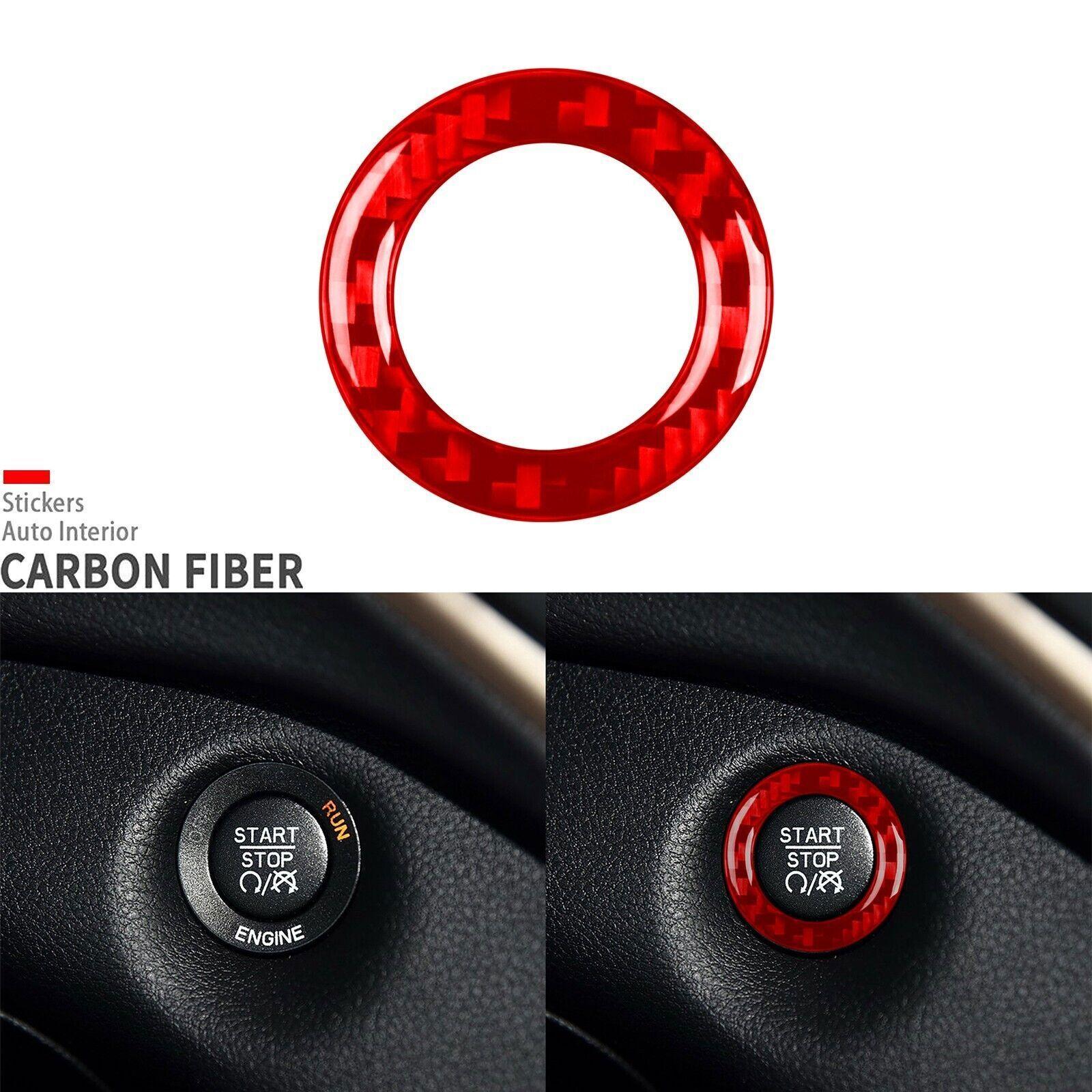 Red Carbon Fiber Interior Engine Ignition Switch Ring For Jeep Cherokee 2014-18