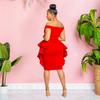X6293 Fashion Women's Solid Color Sleeveless Ruffle Short Dress