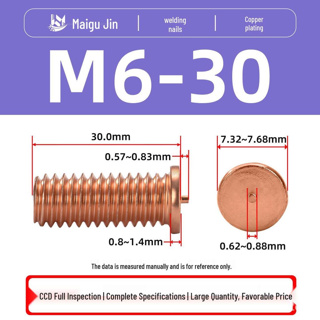 PT-M3M4M5M6M8 Copper-Plated Carbon Steel Projection Weld Studs and Screws