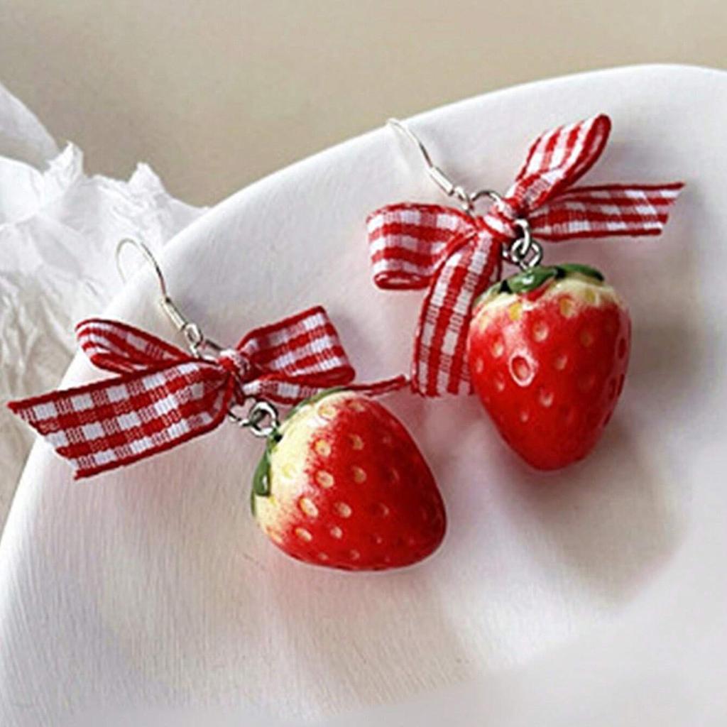 2PC Women's Fashion Trend Personalized Strawberry Earrings Outdoor Travel Carnival Banquet Party Holiday Dressing Gifts