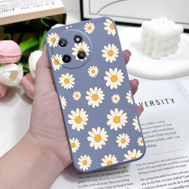 Corrugated Daisy Phone Case For OPPO Realme 11 10 9 9i 8 8i 7 Pro Plus C35 C21Y C25Y C25 4G 5G Liquid Silicone Cover