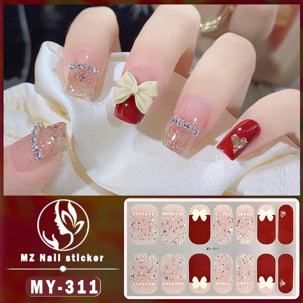 Panda Butterfly 5D No-Bake Nail Stickers - Full Cover, Waterproof, Faux Diamond Design