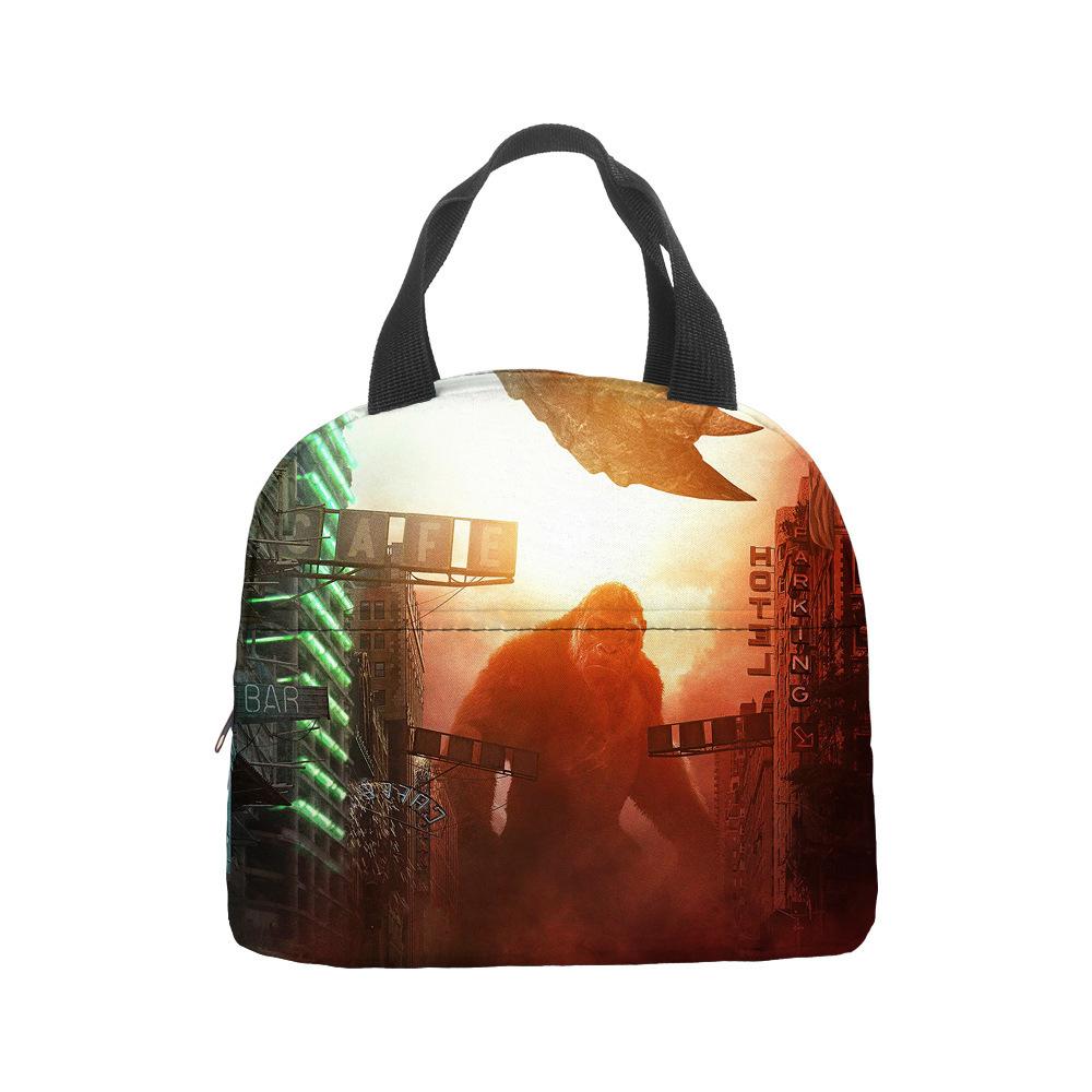Godzilla Vs Kong Anime Lunch Bento Insulation Tote Bag Godzilla Vs King Kong Hand Ice Bag
