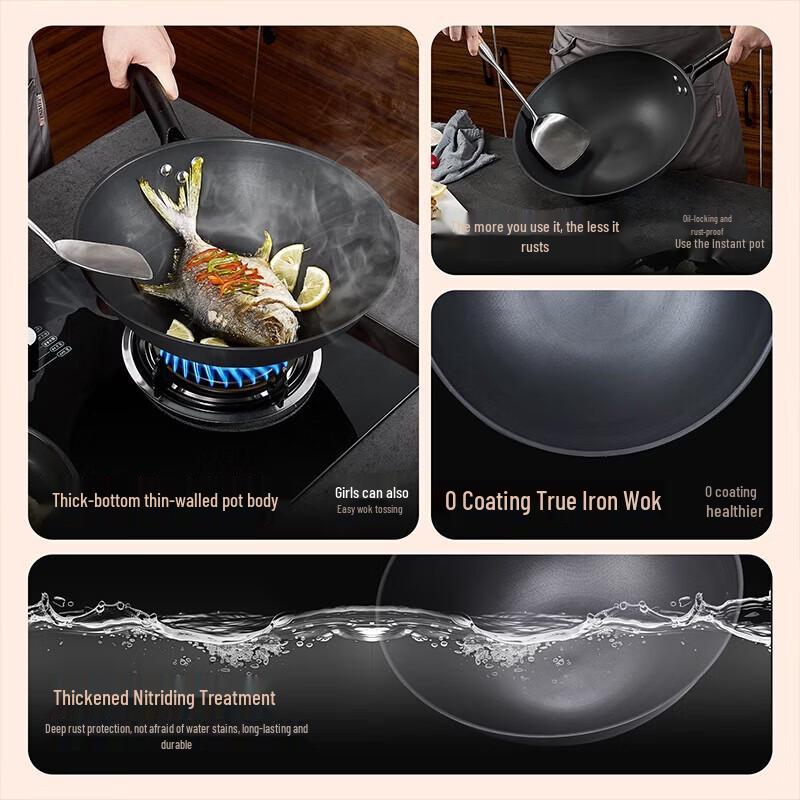 Zhang Xiao Quan Man Ting Fang 32cm Refined Iron Wok
