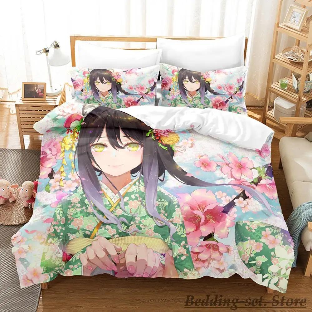 Kawaii Kyaru Bedding Set Single Twin Full Queen King Size Bed Set Adult Kid Bedroom Duvetcover Sets  Anime Grils