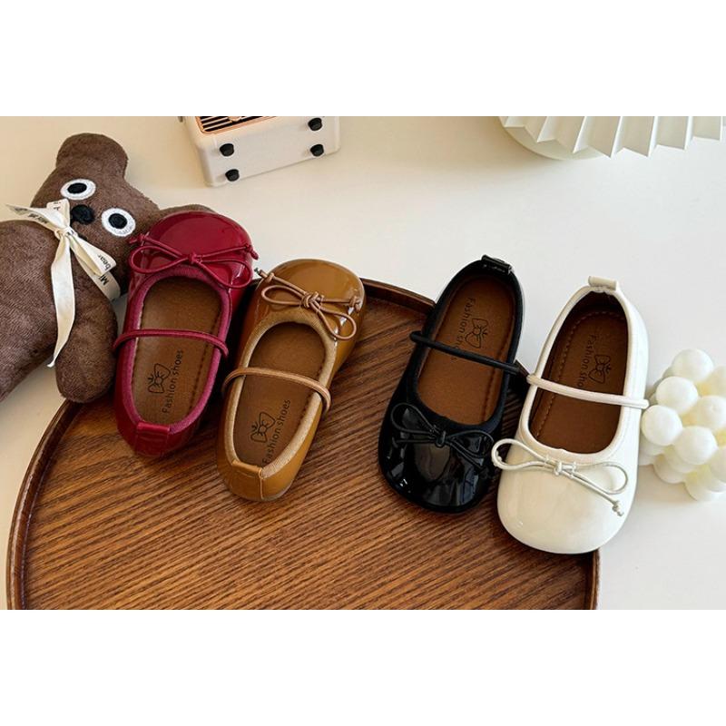 Girls Korean Style Bow Decorated Princess Leather Shoes