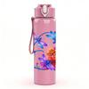 1PC Bright Wildflower Bouquet Print 750ml Color Plastic Sports Water Bottle Leakproof Flip Straw Lid Suitable for Sports Office Home Use