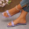One-word cool slippers women's 2025 summer new fashionable color transparent square buckle outer wear flat casual beach sandals