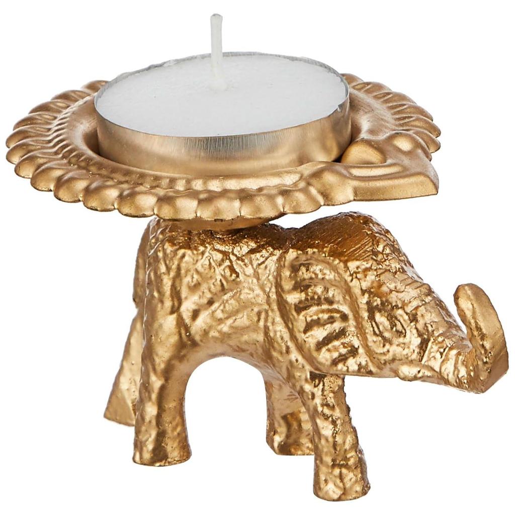 Decorative Handcrafted Metal Elephant Diya for Puja | Tealight Candle Holder for Home Décor & Gifting