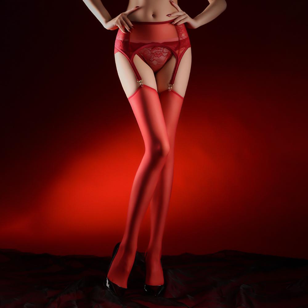 Sexy Women Lace Crotchless Sheer See Through Garter Belt Hollow Out Shaping Pantyhose Maid Sexy Tights Garter Stockings