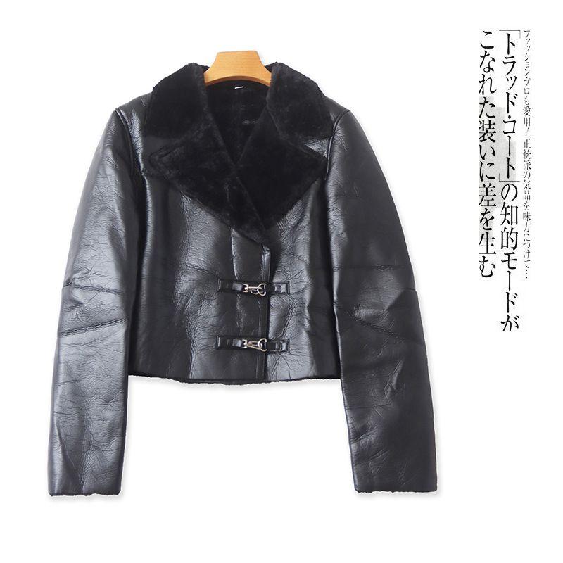 

Меховое укороченное пальто Зима Новое поступление Внешняя торговля Женская одежда Лацкан Застежка внахлест Замок Длинные рукава Имитация норки 29794 Black C- 3-19-1 S