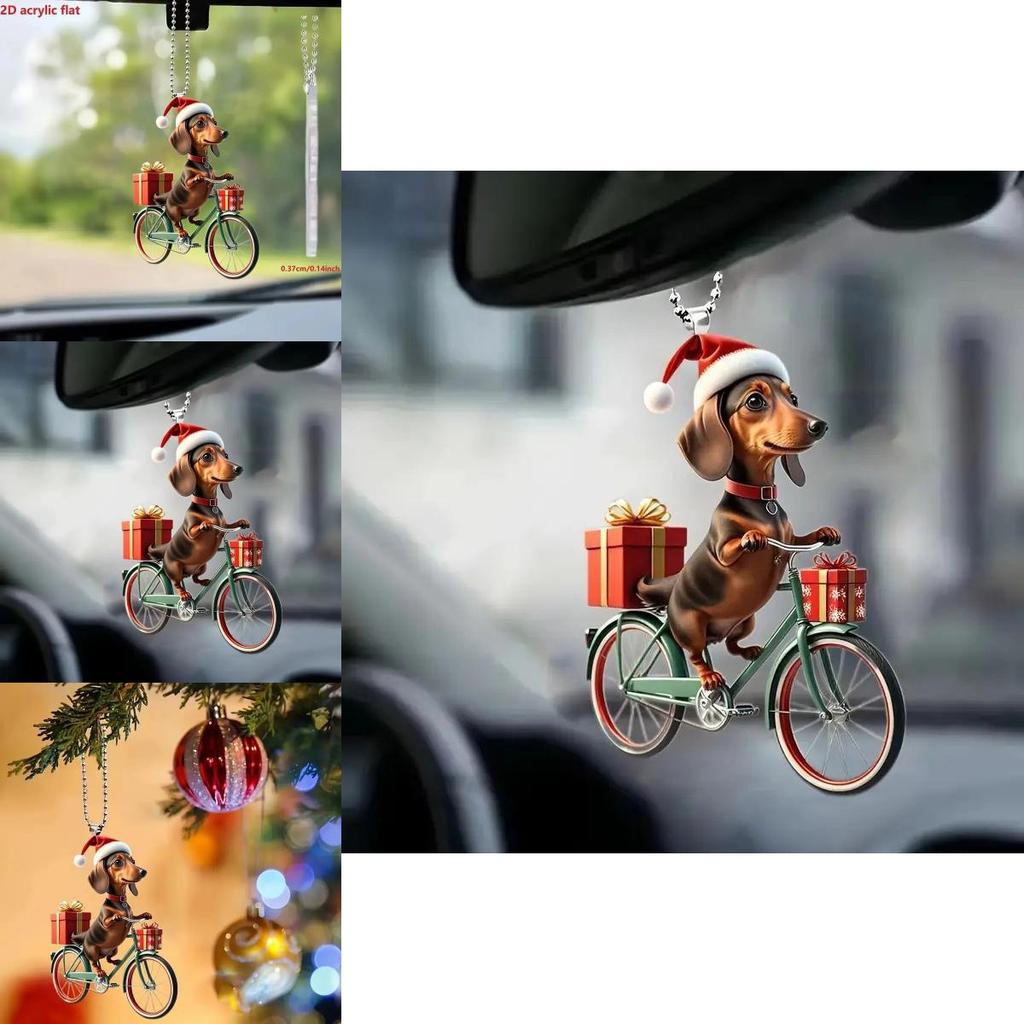 Christmas Dog Car Pendant Acrylic Cartoon Decoration For Vehicle Interior