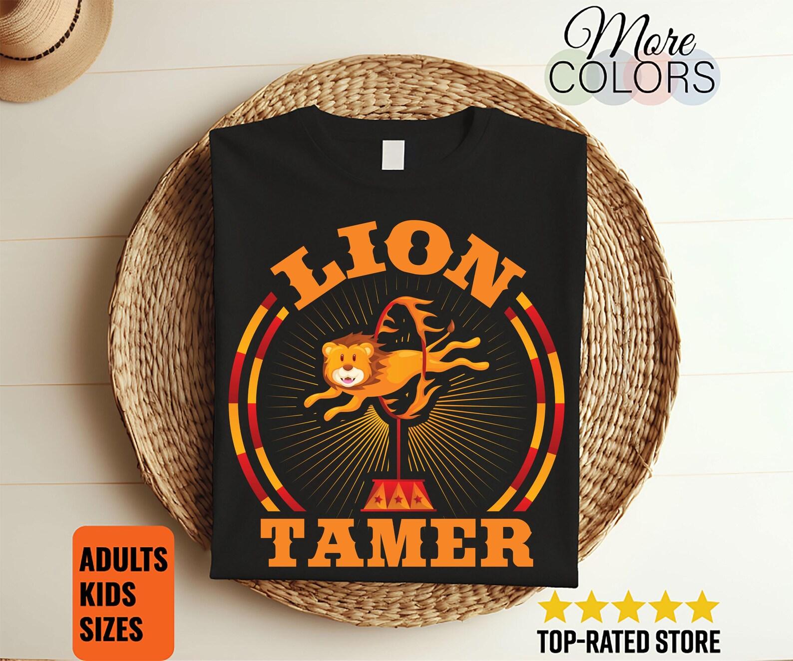 Circus Lion Tamer Staff Costume Carnival Vintage T-Shirt, Clowns Ringmaster Taming Tee, Birthday Children Party Present, Circus Lover Gifts, 140
