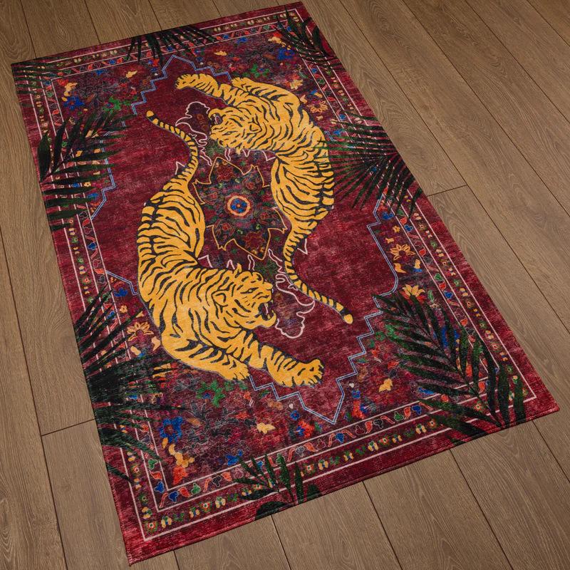 VIKAMA Bohemian Tiger Print Carpet Non-Slip