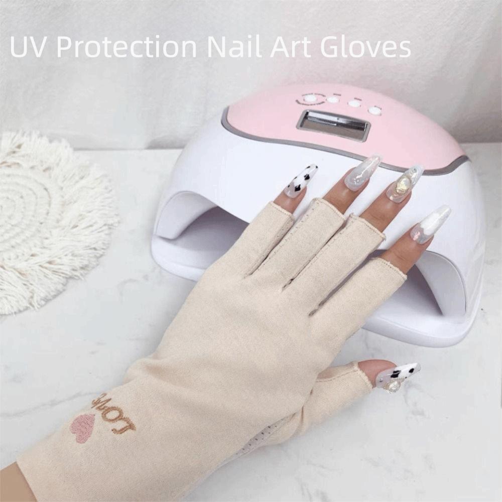 Atmungsaktive Maniküre-Handschuhe Halbfinger Nagelkunst Fäustlinge Neue Sonnenschutzhandschuhe für Zuhause Salon