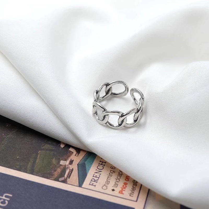Beixi S925 Sterling Silver Antique Hollow Circle Ring