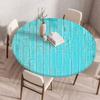 Wooden Patterns Round Table Cover Waterproof Oilproof Stain-Resistant Print Elastic Tablecloth for Kitchen Home Dustproof Decor