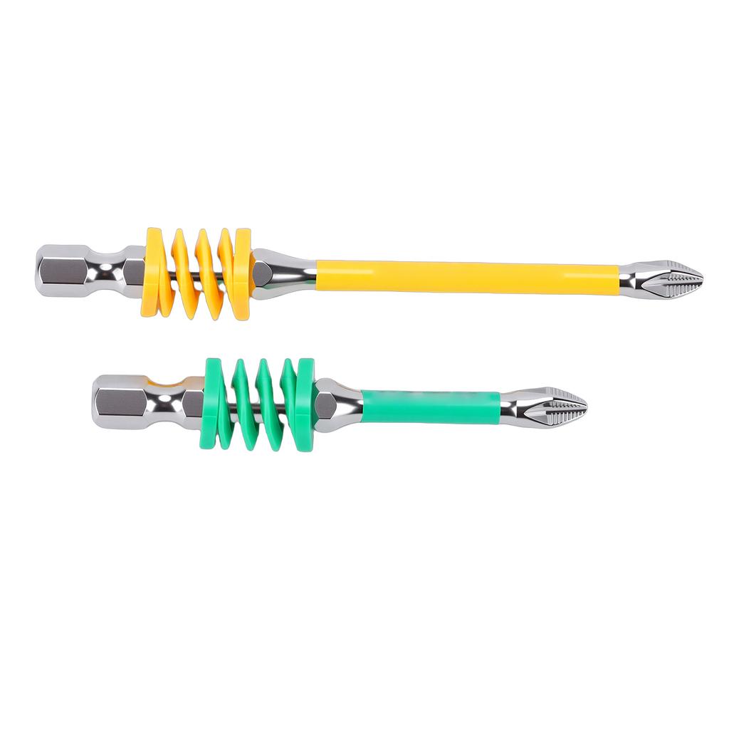 2Pcs Spring Loaded PH Screw Driver Bits Non Slip Magnet Tip 1Celsius4in Hex Shank Proof Steel for Electricians Power Drill Hand Tools 65mm 9