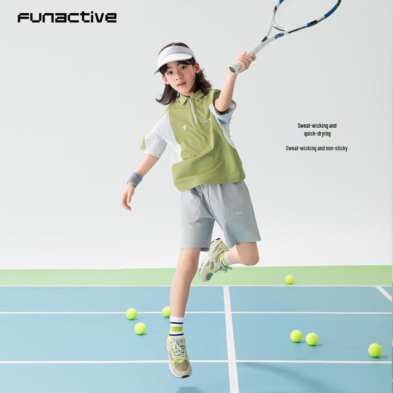 FUN ACTIVE Kids Color-Block Quick-Dry Polo T-Shirt