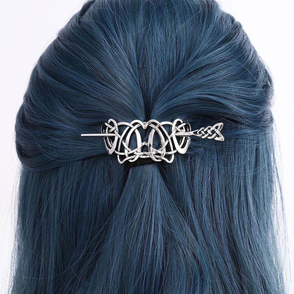 1pc Vintage Silver Celtic Knot Hairpin Niche Punk Style Metal Hairpin Gothic Style Personalized Design Exquisite Headwear