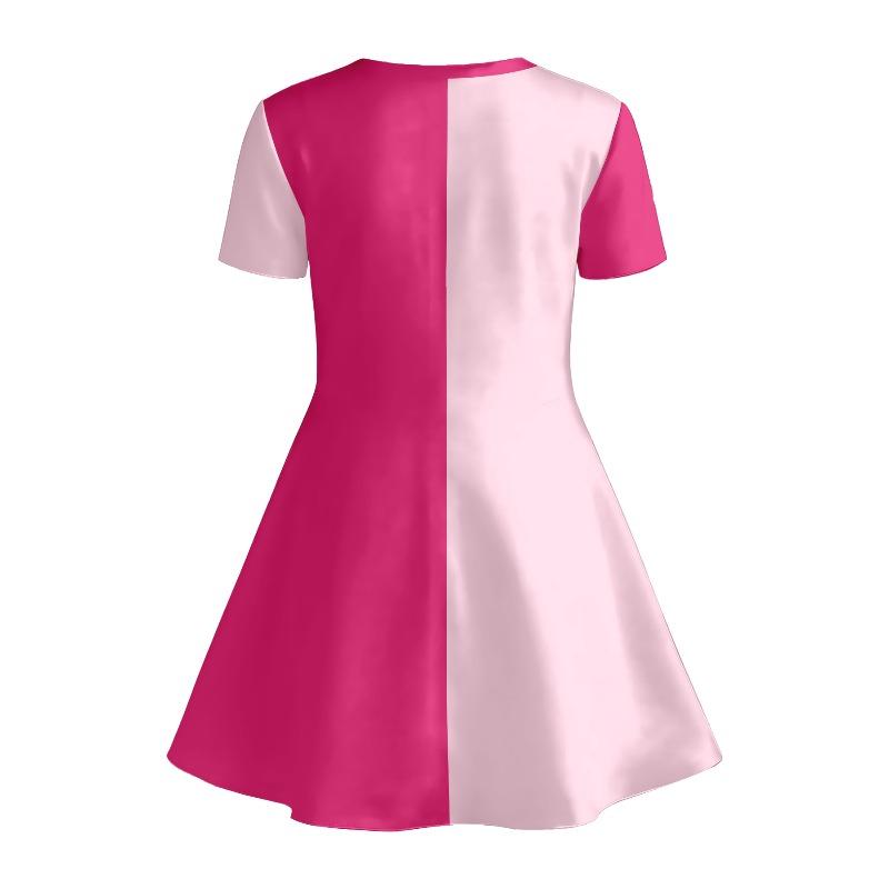 Girl "Be Yourself" Butterfly Printed Short Sleeve Dress in Hot Pink and Light Pink Casual Dresses Suitable for Birthday Gifts