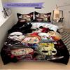 3pcs Horror Icons Printed Quilt Set - Includes 1 Quilt Cover and 2 Pillowcases, Machine Washable - Suitable for All Seasons.C054