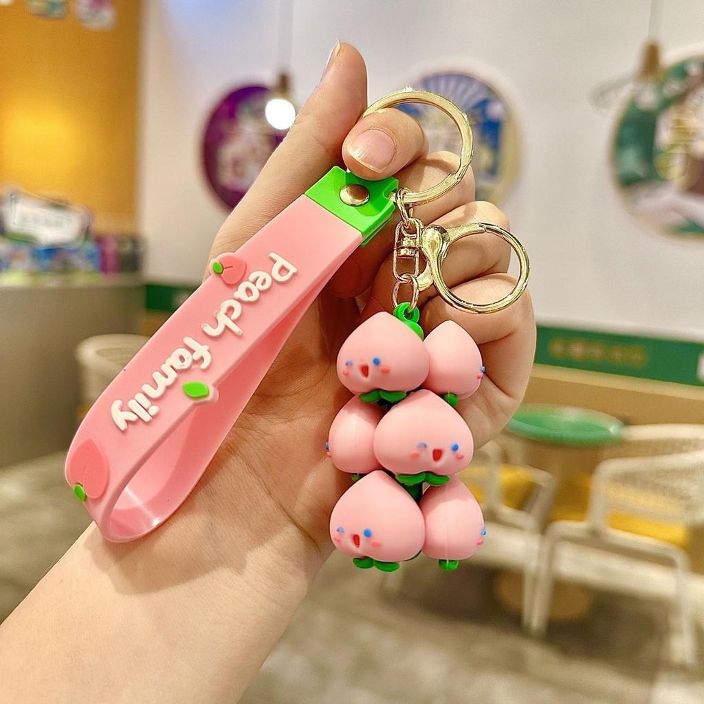 

Мультяшный Персик Милый Штабелируемый Брелок Розовый Силиконовый Аксессуар Для Сумок Машин И